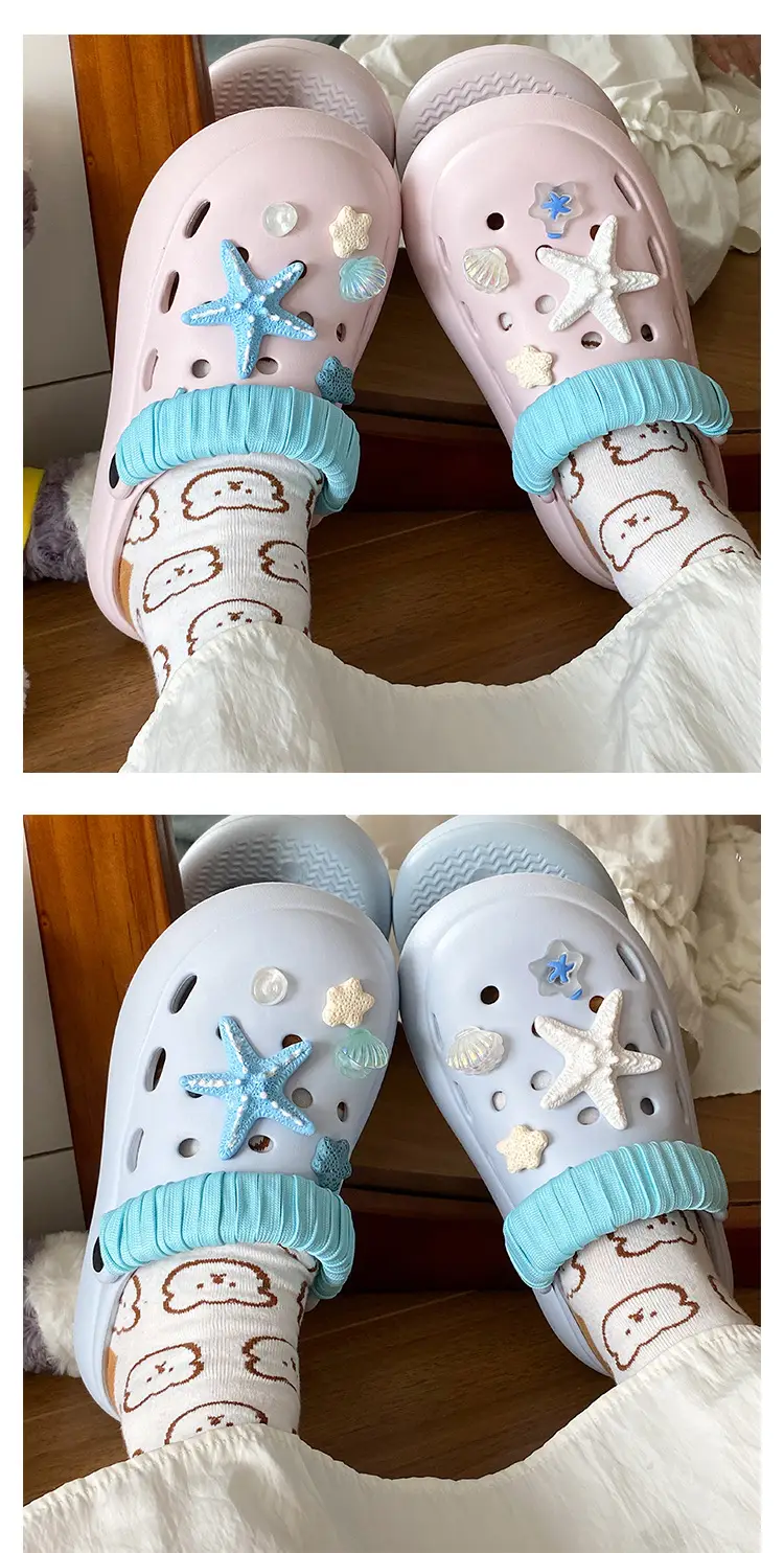 Blue Starfish Thick-Soled Clogs for Women, Eva Height-Increasing 3-5cm, Same Style as on Xiaohongshu, Suitable for Student Dormitories, Closed-Toe Slippers — feature 14