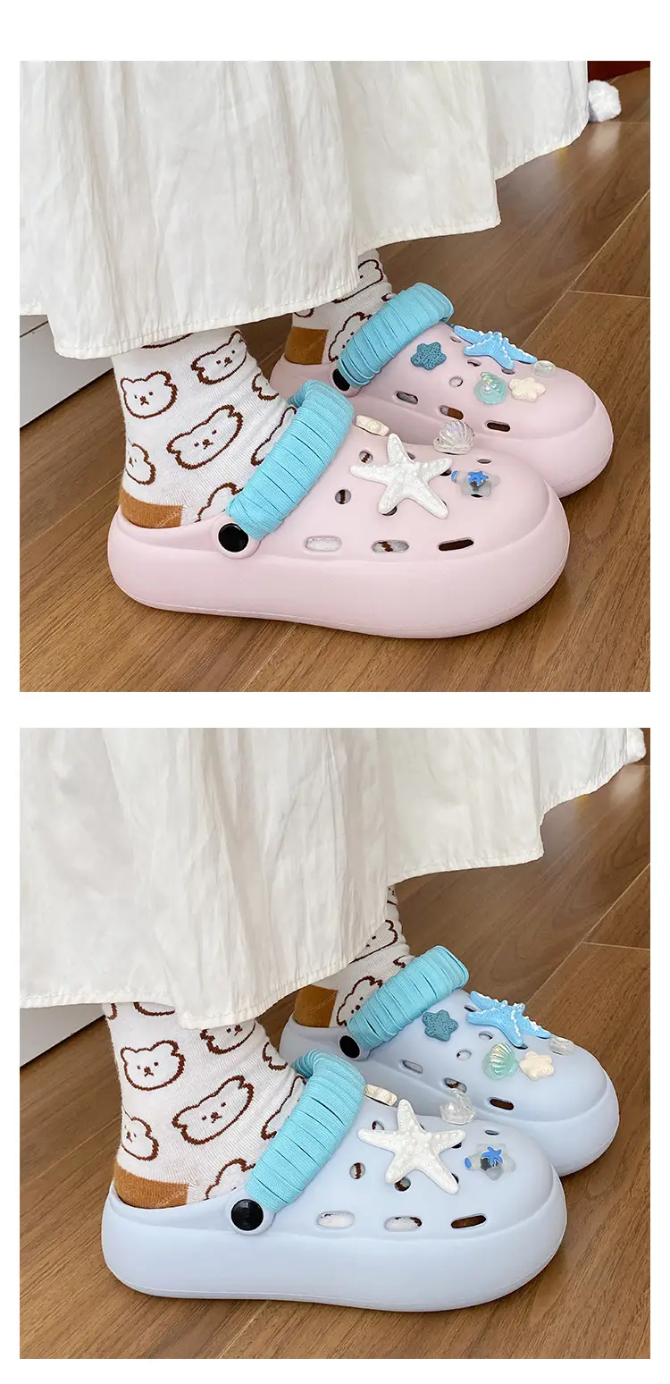 Blue Starfish Thick-Soled Clogs for Women, Eva Height-Increasing 3-5cm, Same Style as on Xiaohongshu, Suitable for Student Dormitories, Closed-Toe Slippers — feature 15