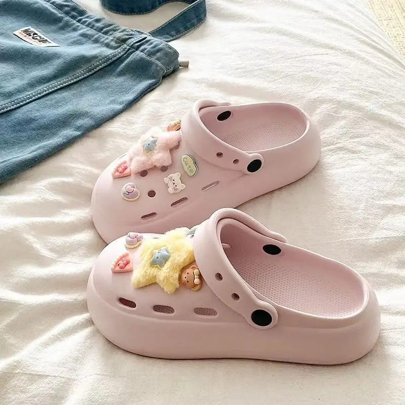 Blue Starfish Thick-Soled Clogs for Women, Eva Height-Increasing 3-5cm, Same Style as on Xiaohongshu, Suitable for Student Dormitories, Closed-Toe Slippers