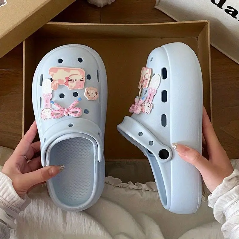Blue Starfish Thick-Soled Clogs for Women, Eva Height-Increasing 3-5cm, Same Style as on Xiaohongshu, Suitable for Student Dormitories, Closed-Toe Slippers