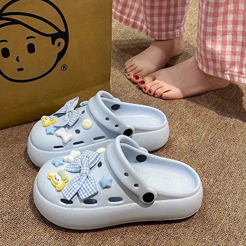 Blue Starfish Thick-Soled Clogs for Women, Eva Height-Increasing 3-5cm, Same Style as on Xiaohongshu, Suitable for Student Dormitories, Closed-Toe Slippers