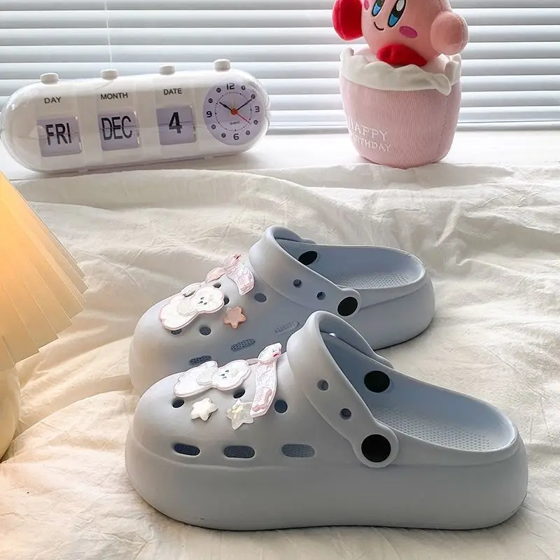 Blue Starfish Thick-Soled Clogs for Women, Eva Height-Increasing 3-5cm, Same Style as on Xiaohongshu, Suitable for Student Dormitories, Closed-Toe Slippers