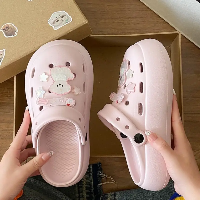 Blue Starfish Thick-Soled Clogs for Women, Eva Height-Increasing 3-5cm, Same Style as on Xiaohongshu, Suitable for Student Dormitories, Closed-Toe Slippers
