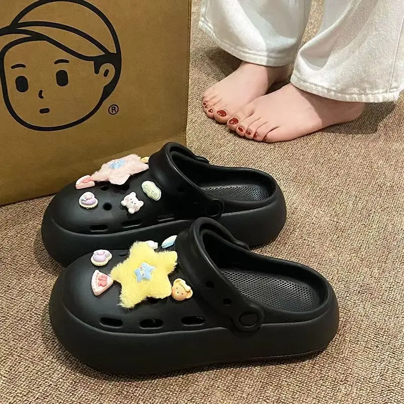 Blue Starfish Thick-Soled Clogs for Women, Eva Height-Increasing 3-5cm, Same Style as on Xiaohongshu, Suitable for Student Dormitories, Closed-Toe Slippers