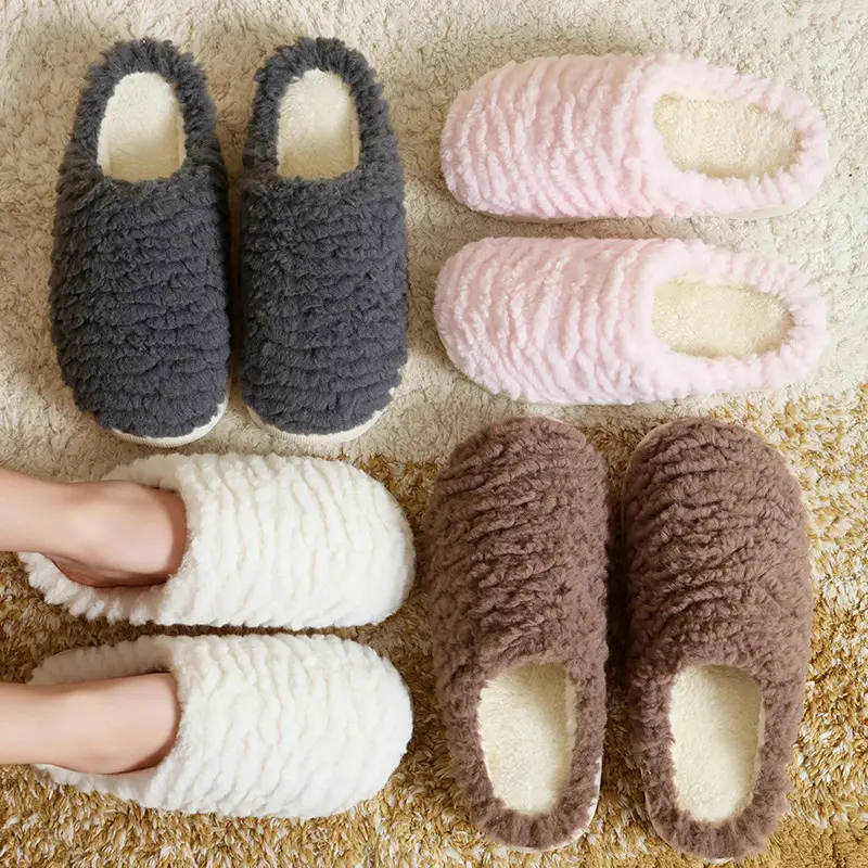 Warm Plush Slippers for Women Brown Comfortable Home - Image 43