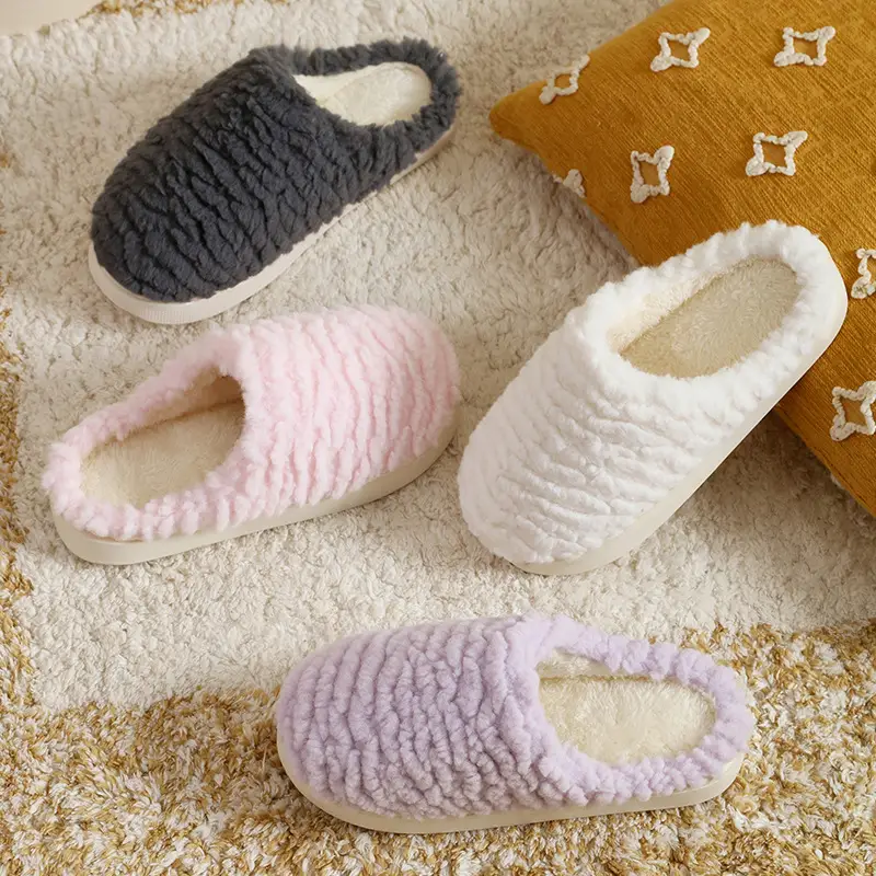 Warm Plush Slippers for Women Brown Comfortable Home - Image 44