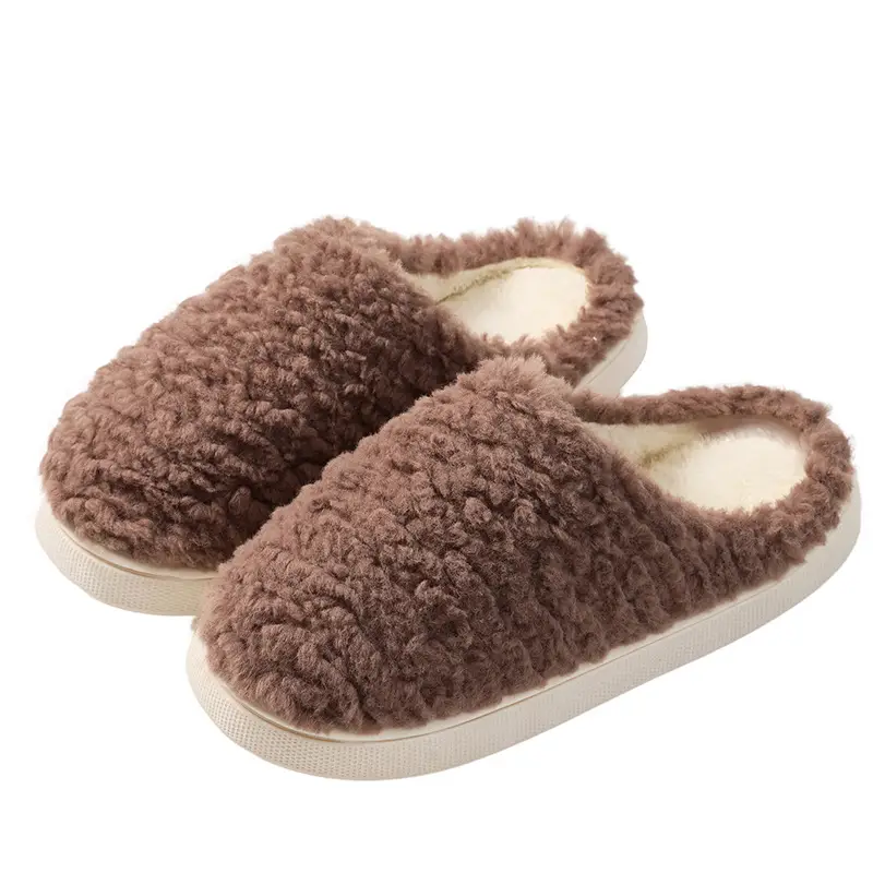 Warm Plush Slippers for Women Brown Comfortable Home - Image 46