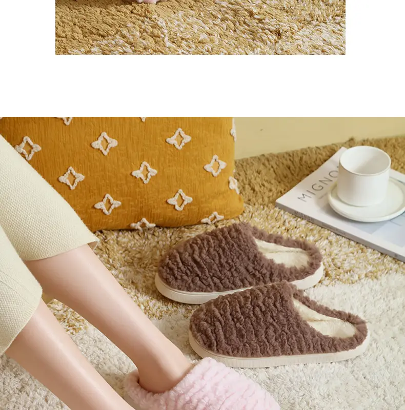 Warm Plush Slippers for Women Brown Comfortable Home — feature 16