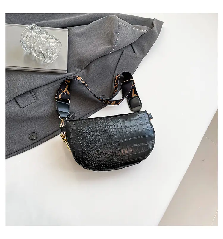 Women's Crocodile Pattern Chest Bag with Gold Chain — feature 26