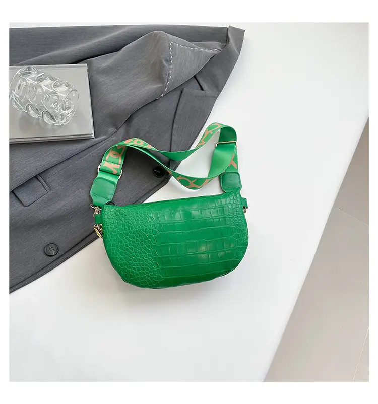 Women's Crocodile Pattern Chest Bag with Gold Chain — feature 29