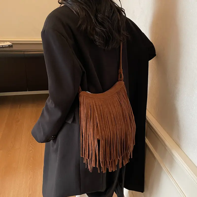 Autumn Tassel Crossbody Bag Women Brown 2025
