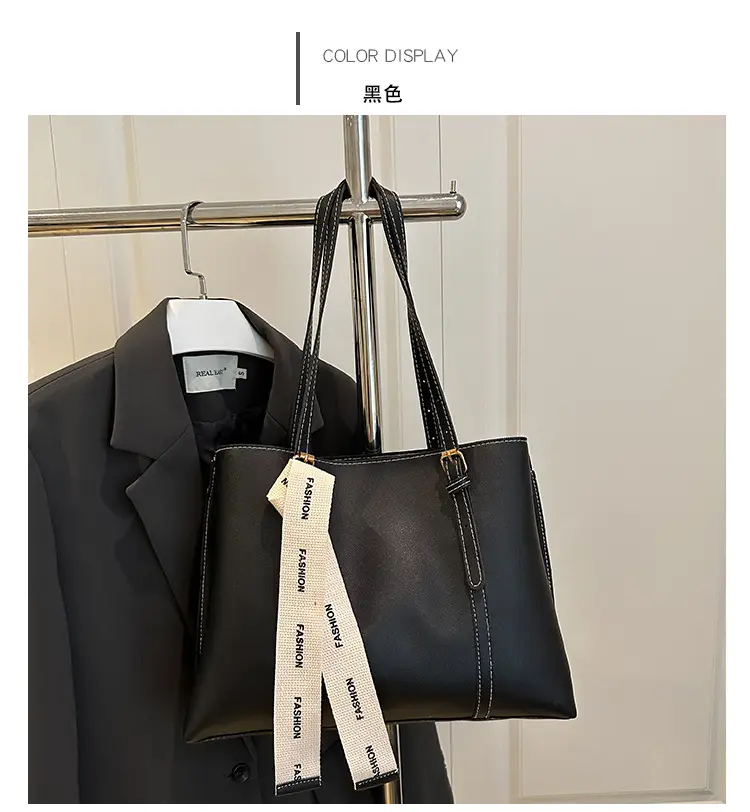 Women Retro Brown Tote Bag with Ribbon Commuter Shoulder — feature 23