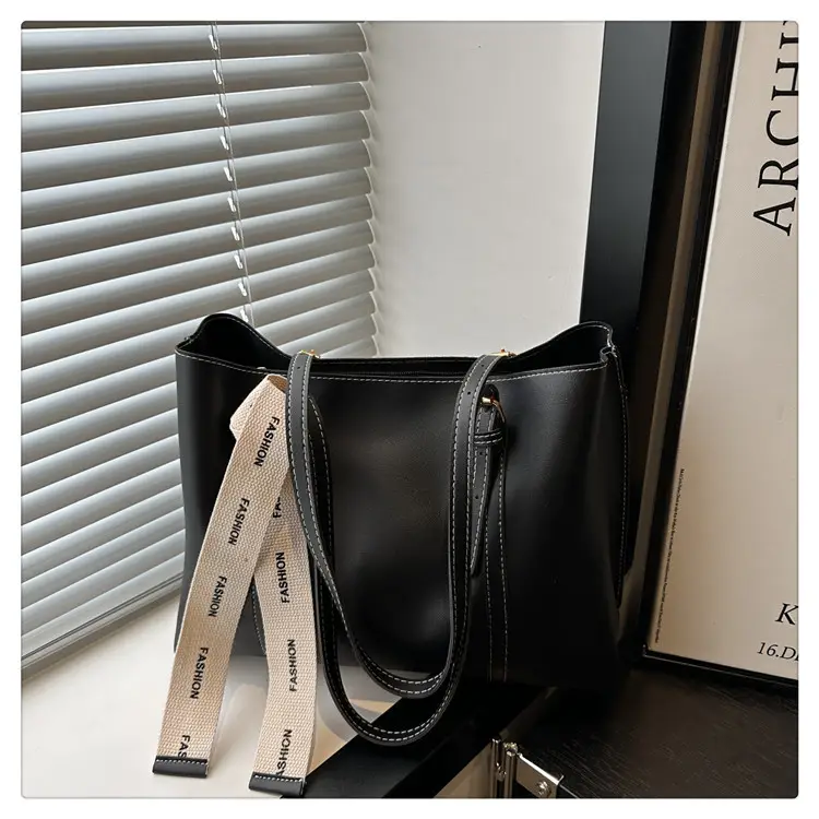 Women Retro Brown Tote Bag with Ribbon Commuter Shoulder — feature 26