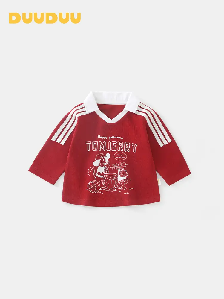 Duuduu Boys Red Long Sleeve Baby T-Shirt 2025 - Image 5