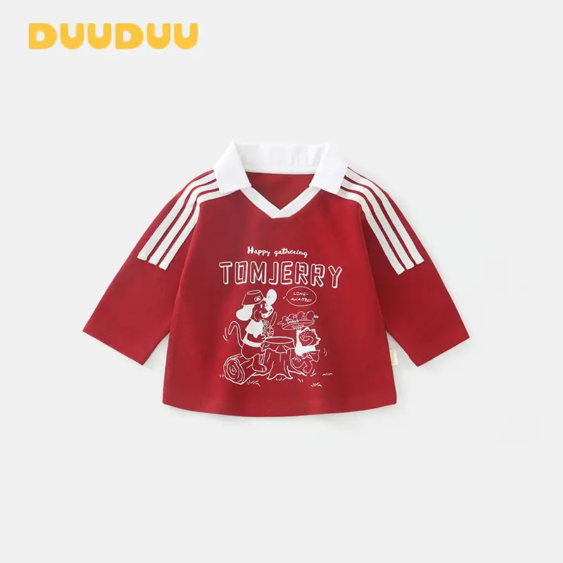 Duuduu Boys Red Long Sleeve Baby T-Shirt 2025