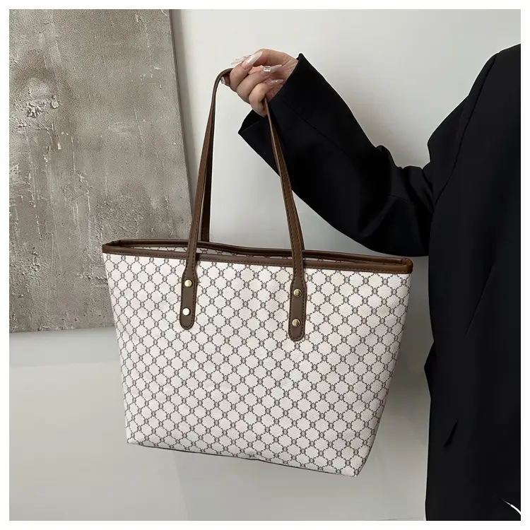 Women Retro Monogram Tote Bag Large Capacity Shoulder Bag — feature 16