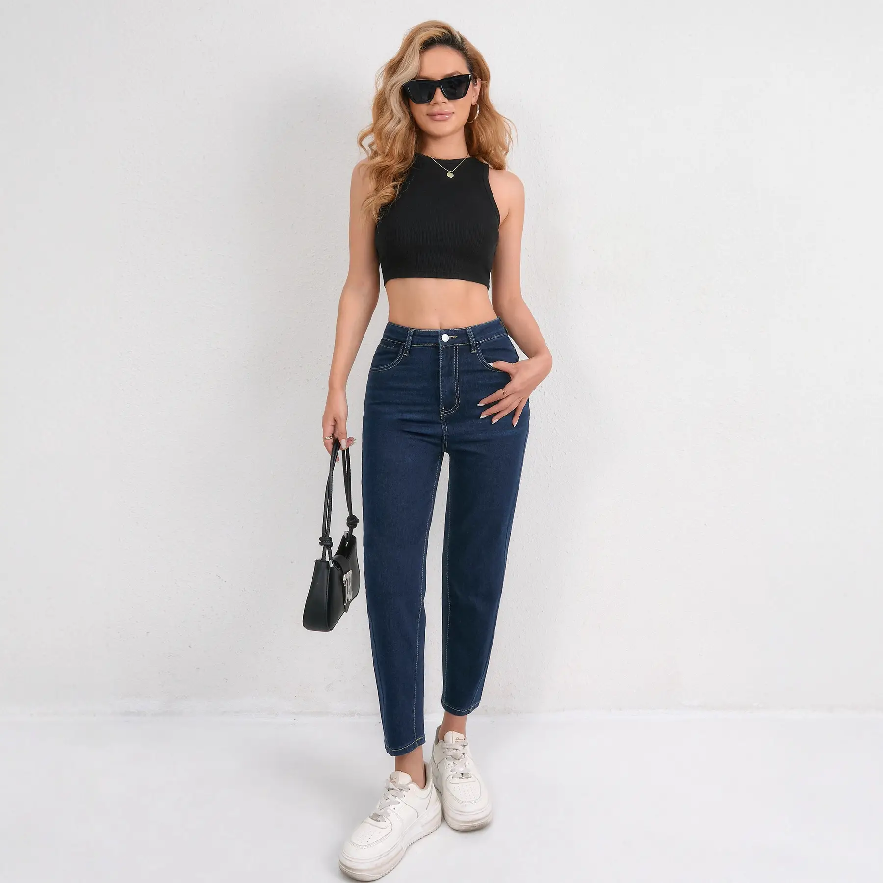 2025 Deep SmX Cropped Skinny Jeans Pure Dark Blue