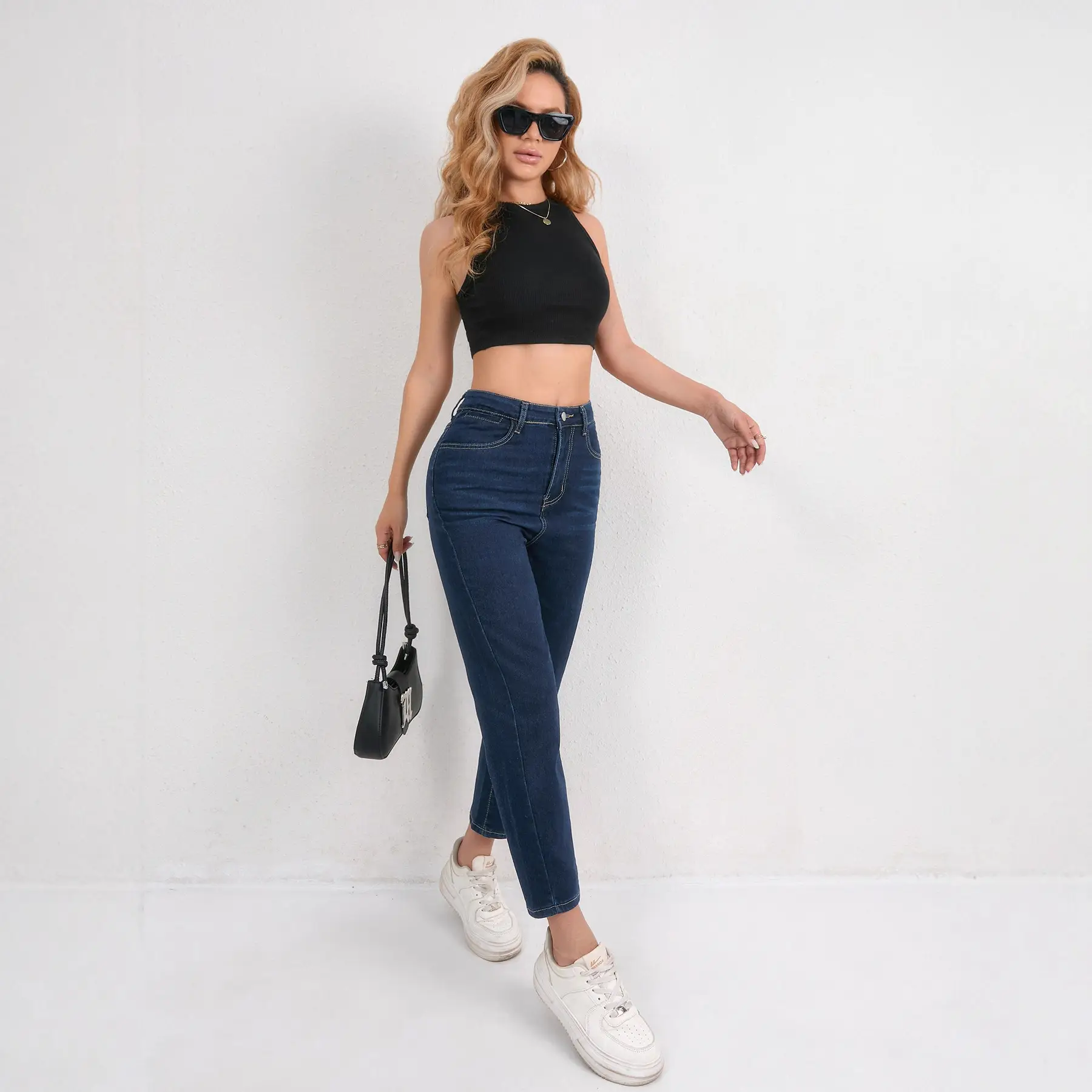 2025 Deep SmX Cropped Skinny Jeans Pure Dark Blue
