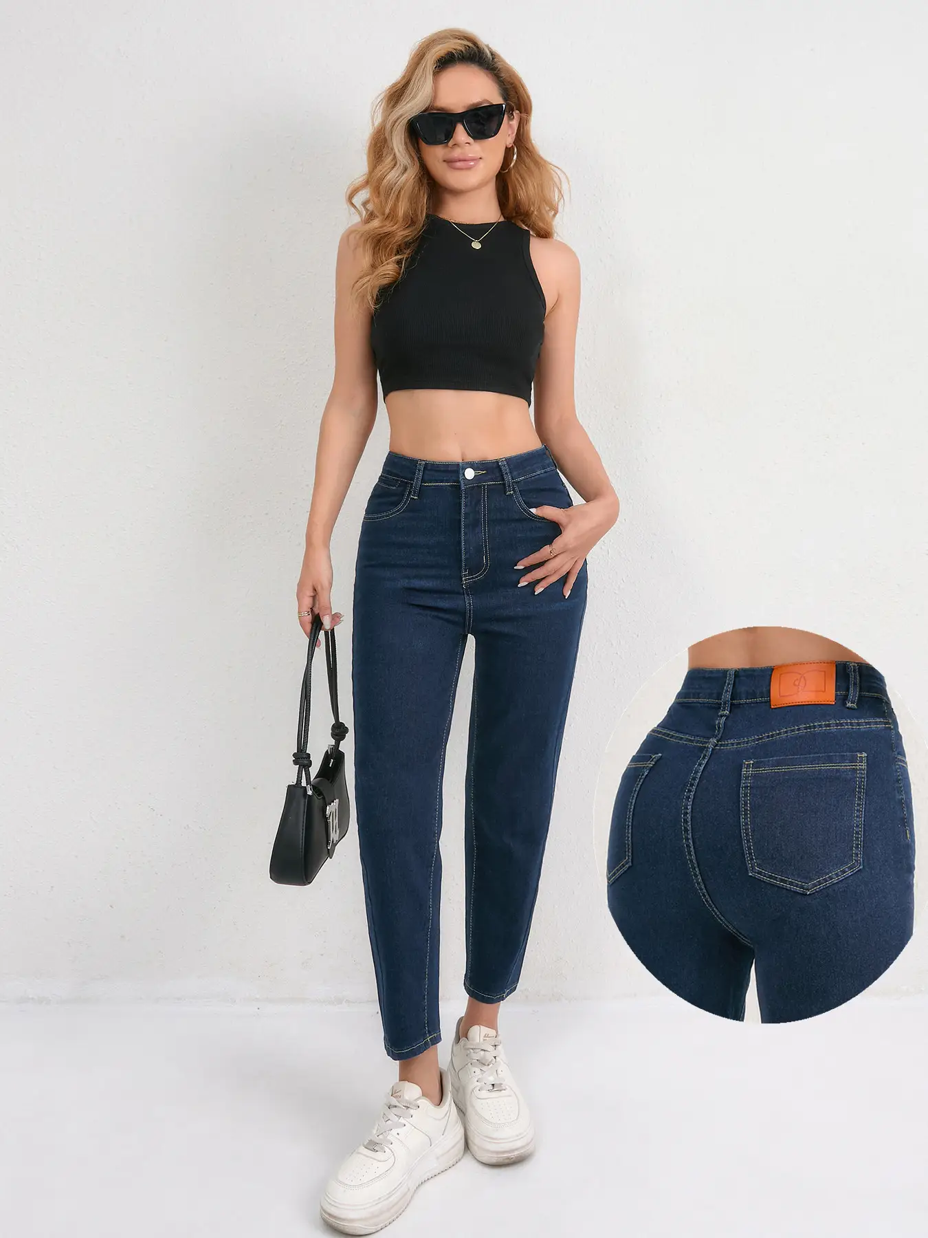 2025 Deep SmX Cropped Skinny Jeans Pure Dark Blue — feature 12