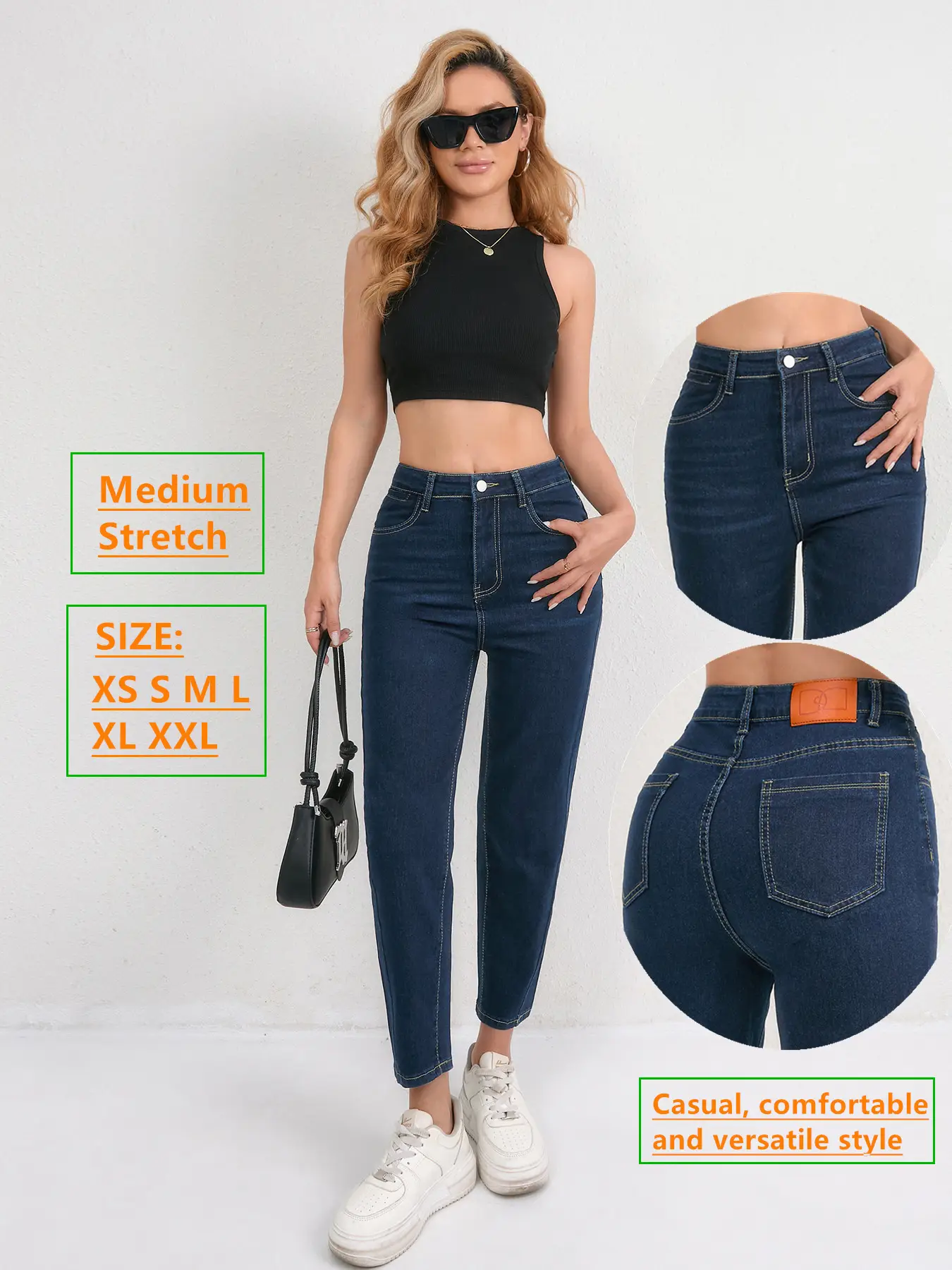 2025 Deep SmX Cropped Skinny Jeans Pure Dark Blue — feature 14