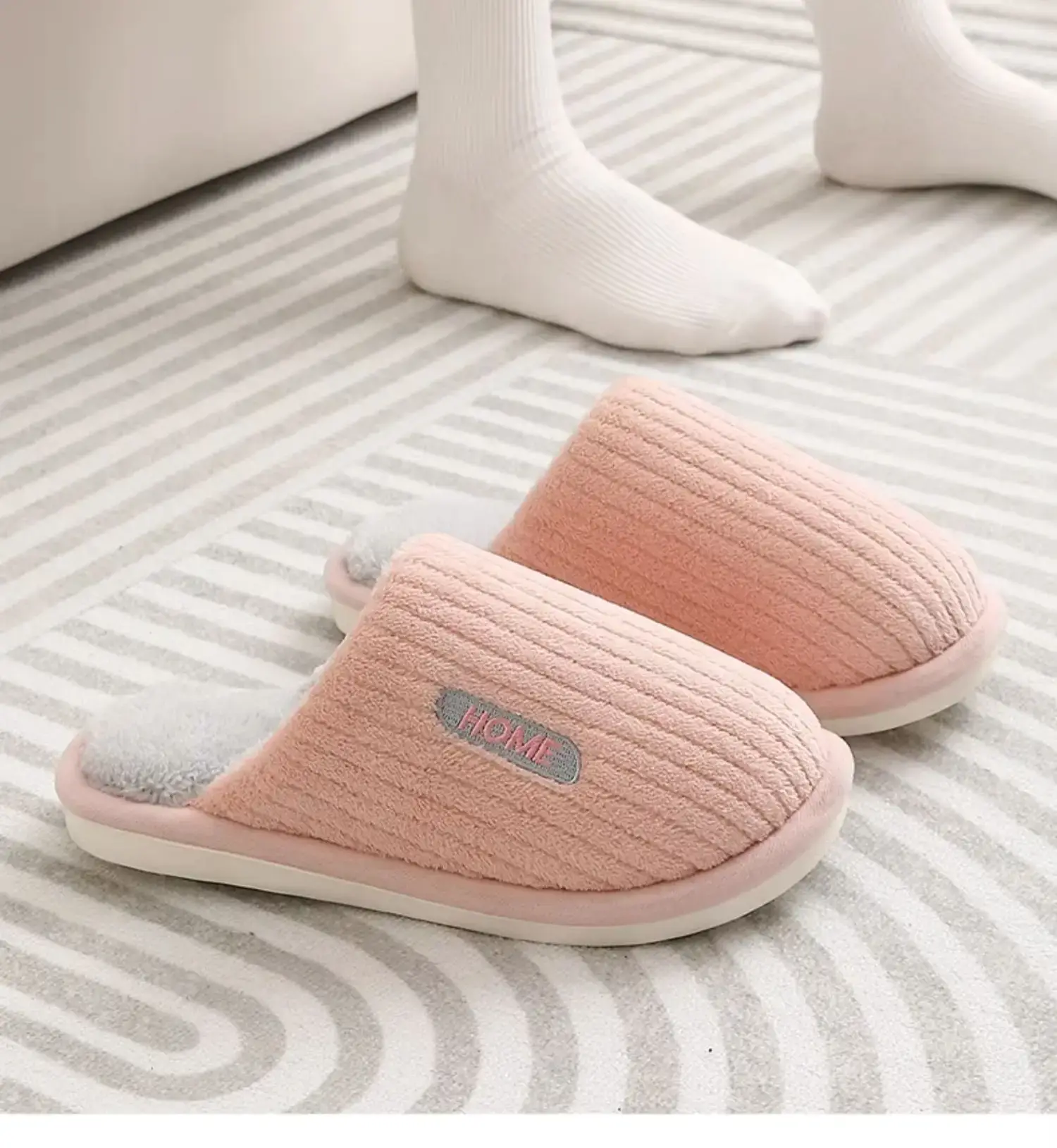 Women Cotton Slippers Pink Warm Indoor Winter — feature 16