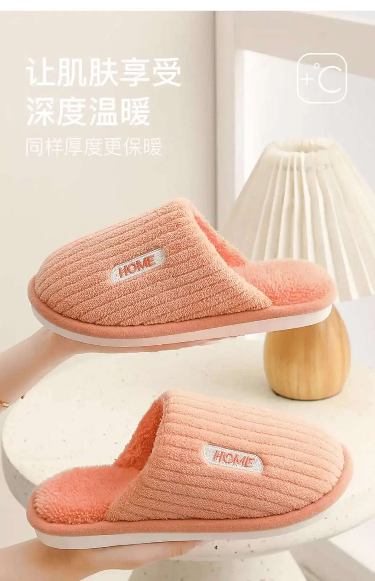 Women Cotton Slippers Pink Warm Indoor Winter — feature 20