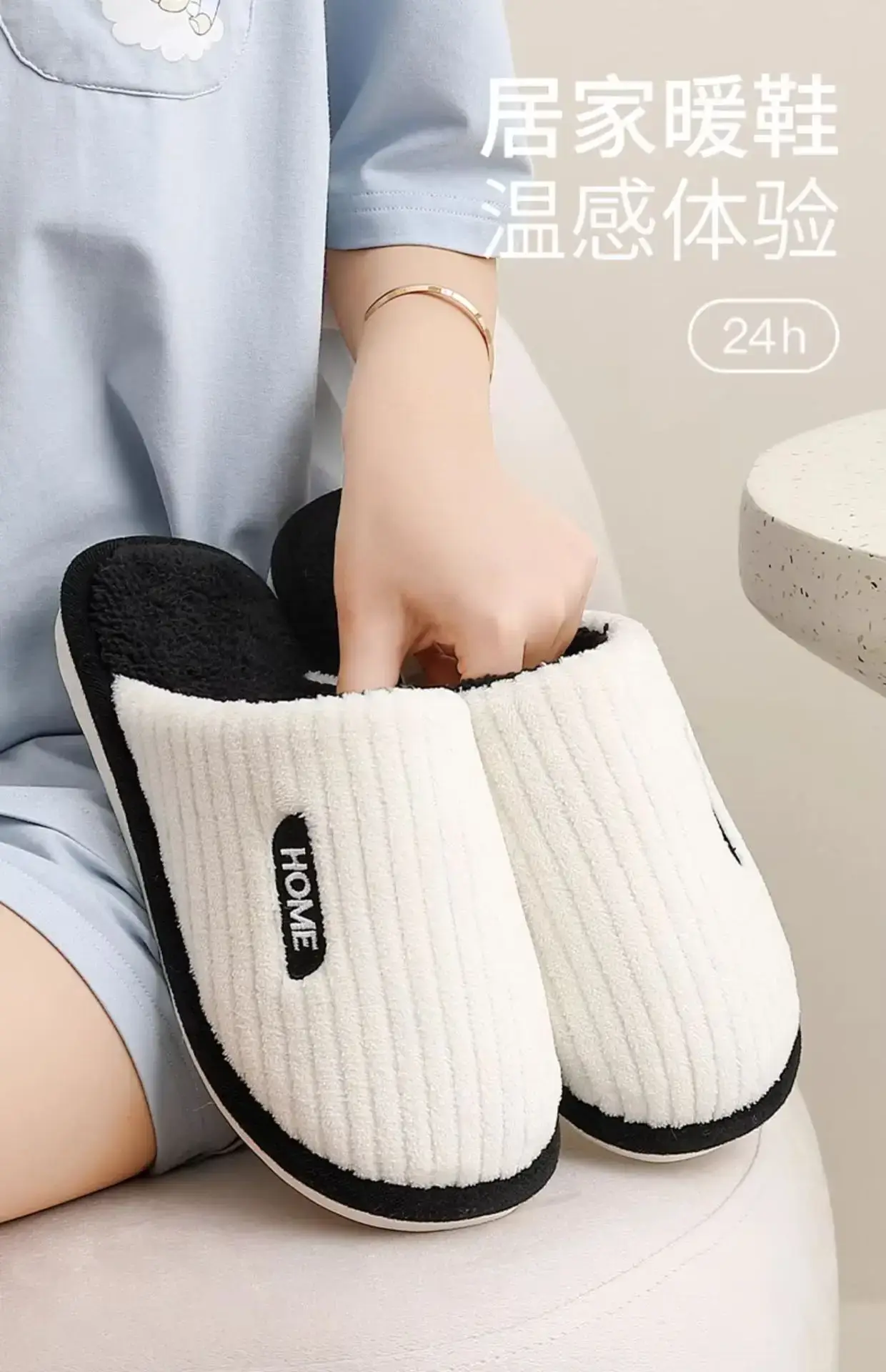 Women Cotton Slippers Pink Warm Indoor Winter — feature 9