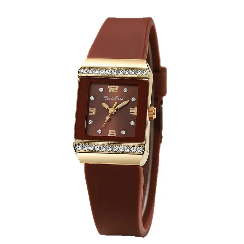 Square Niche New Style Women's Watch Women's Watch Silicone Hot Style Diamond-Encrusted Light Luxury Gold Student Party Fashion Wholesale - Image 11