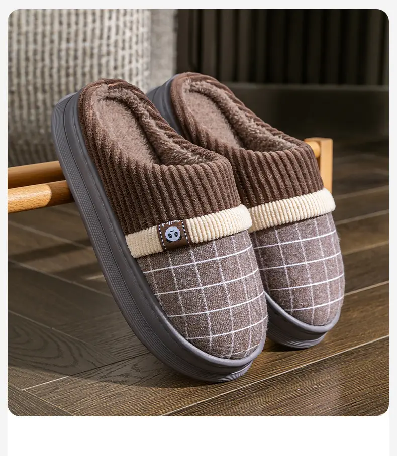 Men's Indoor Warm Thick-Soled Cotton Slippers for Home Use in Autumn and Winter 2025 New Closed-Toe Style — feature 2