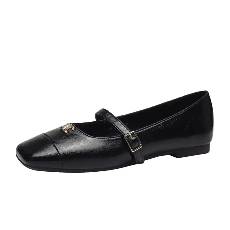 French Retro Mary Jane Shoes Shallow Mouth Square Toe Shoes 2025 Autum New Soft Leather Flats Shoes for Women