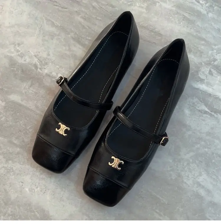 French Retro Mary Jane Shoes Shallow Mouth Square Toe Shoes 2025 Autum New Soft Leather Flats Shoes for Women — feature 6