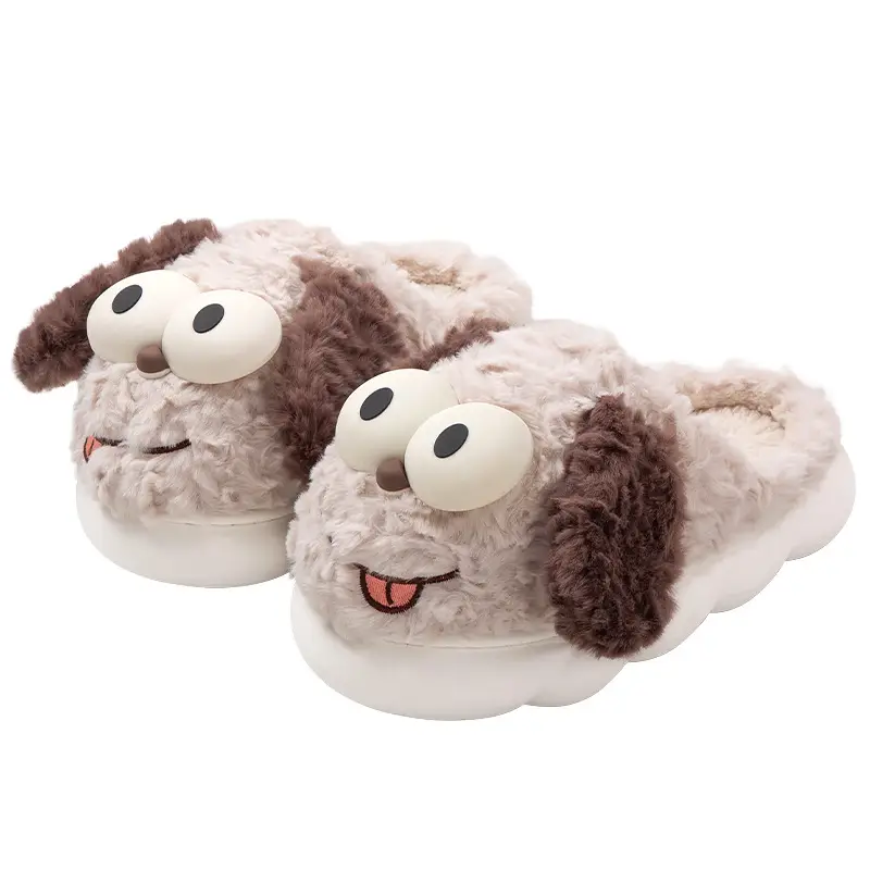 Cotton Slippers for Women, Autumn and Winter Outer Wear, Cute Puppy Indoor Home Warm Plush Toe Thick-Soled Non-Slip Slippers - Image 8