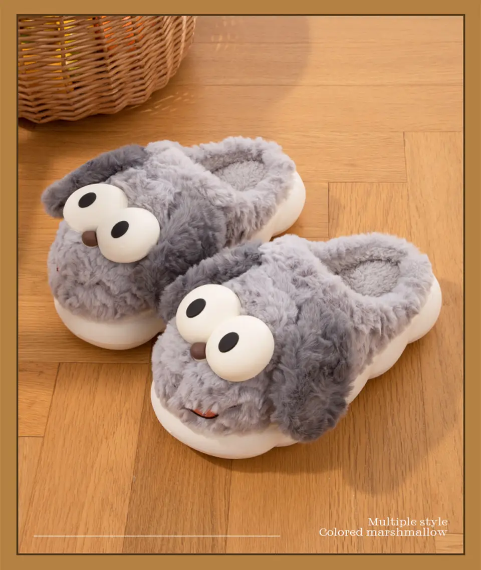 Cotton Slippers for Women, Autumn and Winter Outer Wear, Cute Puppy Indoor Home Warm Plush Toe Thick-Soled Non-Slip Slippers — feature 11