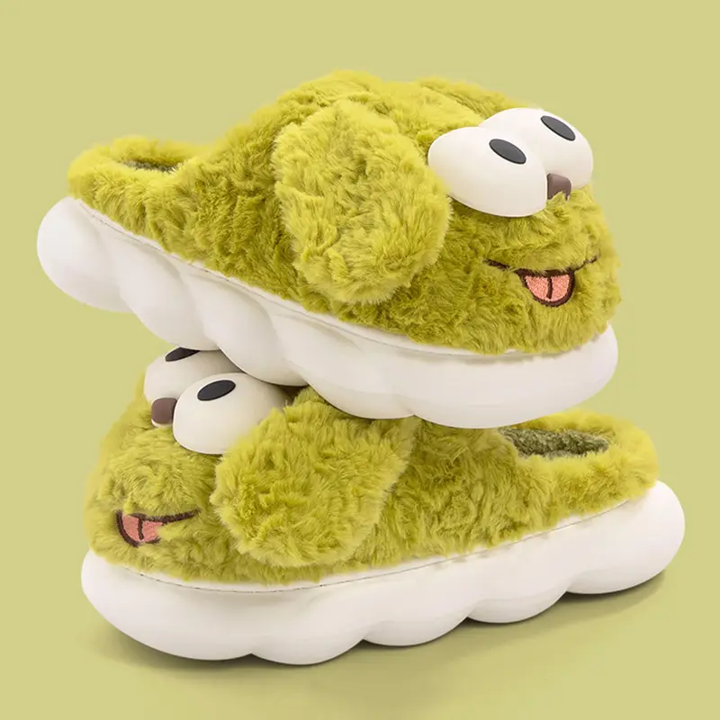 Cotton Slippers for Women, Autumn and Winter Outer Wear, Cute Puppy Indoor Home Warm Plush Toe Thick-Soled Non-Slip Slippers - Image 3