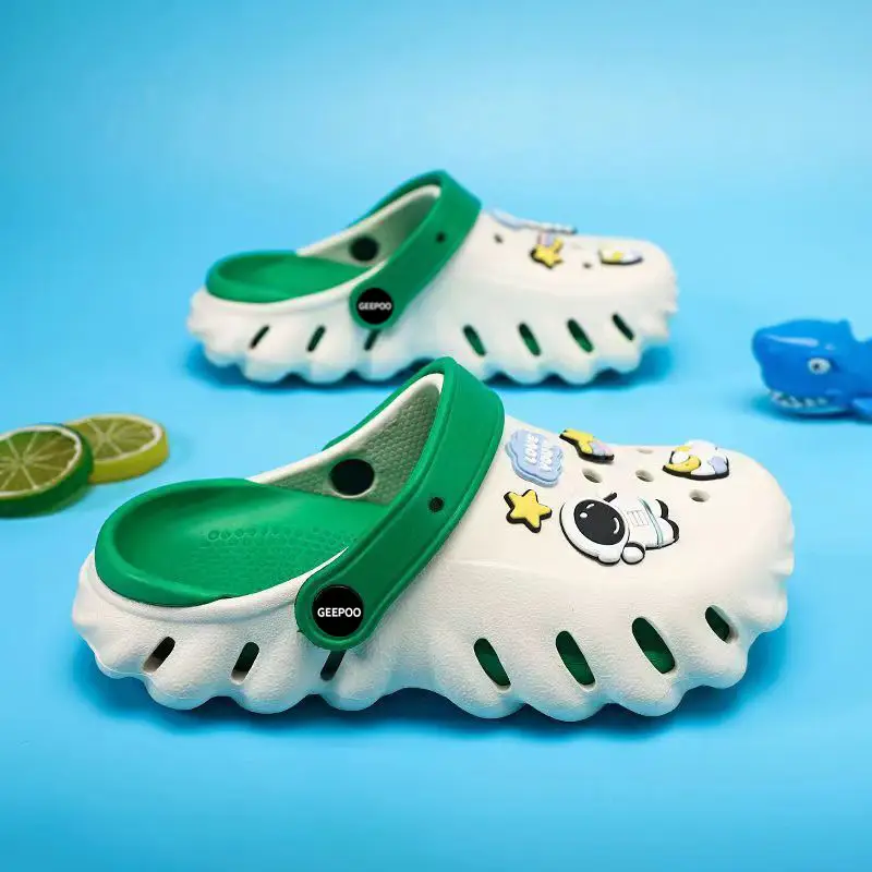Kids Sandals White Green Star Print Baby Boys Girls