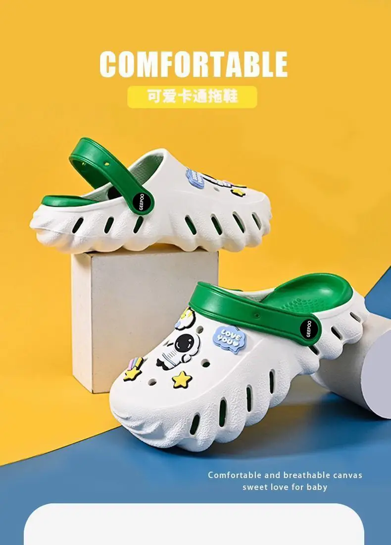 Kids Sandals White Green Star Print Baby Boys Girls — feature 1