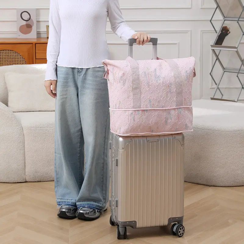 2025 New Summer Thickened Travel Bag Blue Pink - Image 9