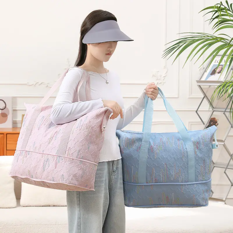 2025 New Summer Thickened Travel Bag Blue Pink - Image 10