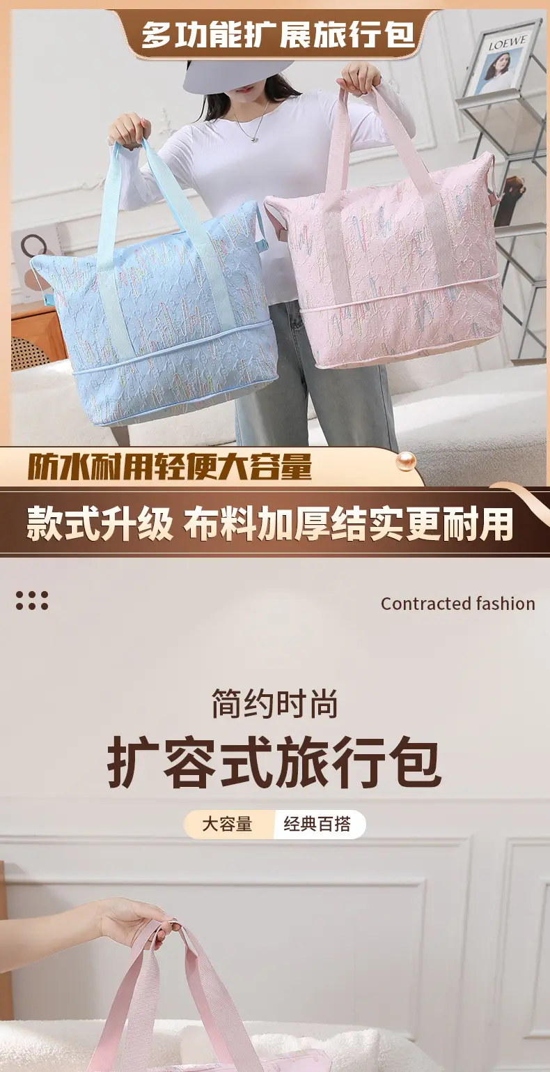 2025 New Summer Thickened Travel Bag Blue Pink — feature 1