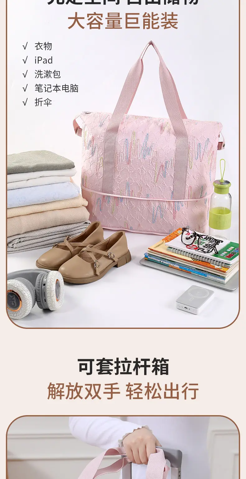 2025 New Summer Thickened Travel Bag Blue Pink — feature 5