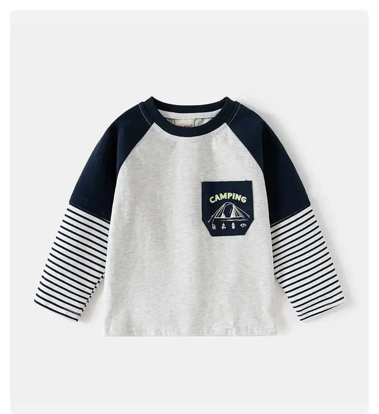 2025 Boys' Base T-Shirt Navy Striped Long Sleeve — feature 1