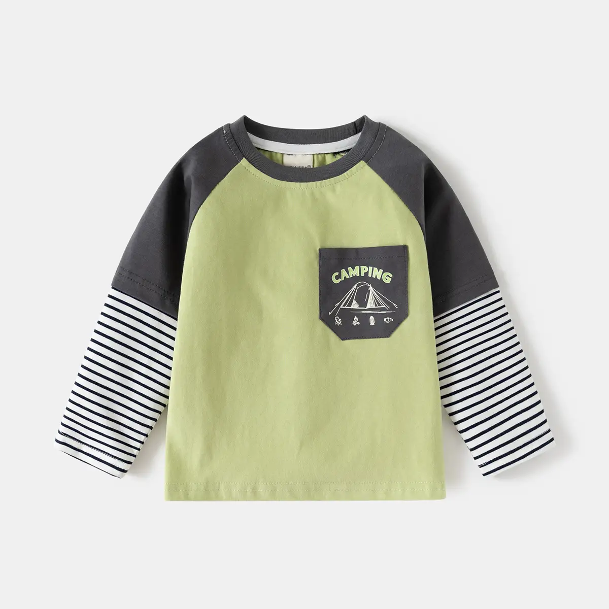 2025 Boys' Base T-Shirt Navy Striped Long Sleeve
