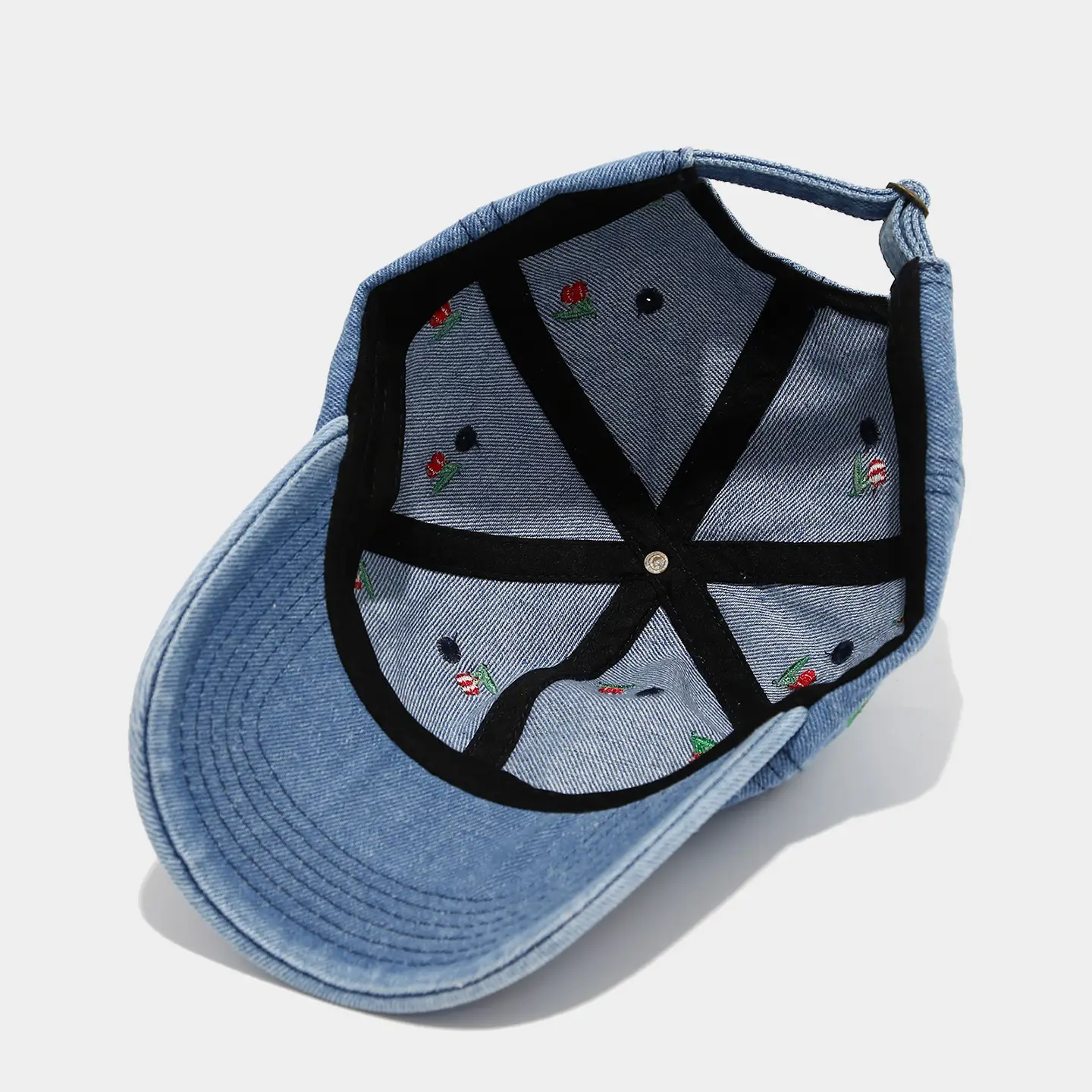 Women Cherry Embroidered Baseball Cap White — feature 5