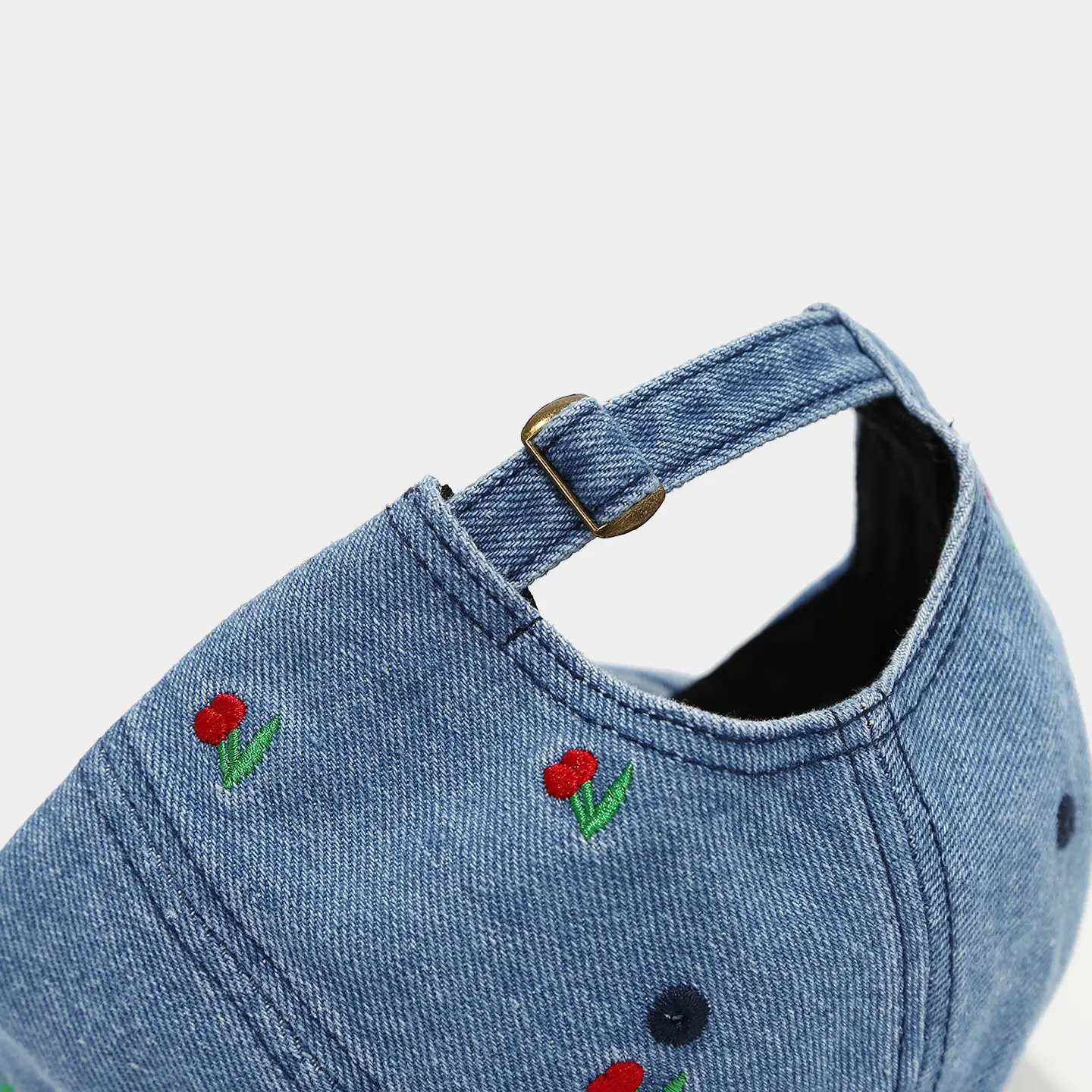 Women Cherry Embroidered Baseball Cap White — feature 6