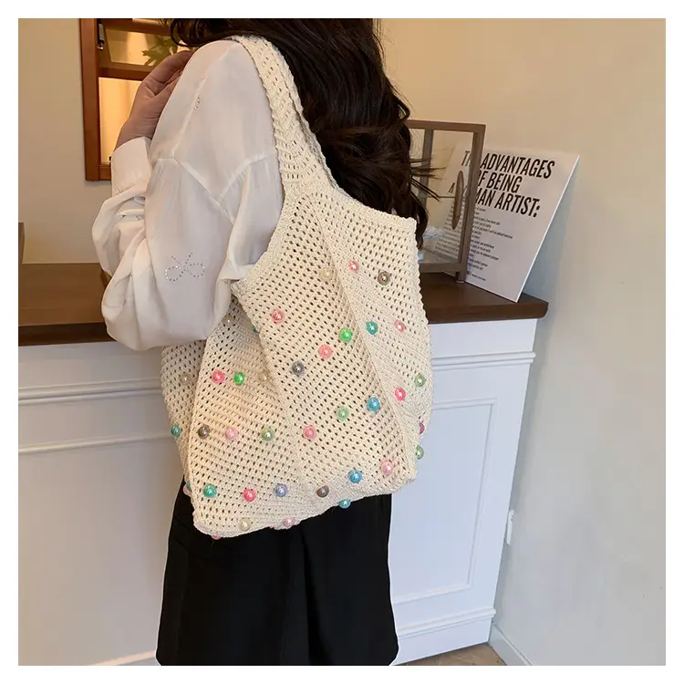 2026 Colorful Knitted Cotton Beach Tote Bag — feature 6
