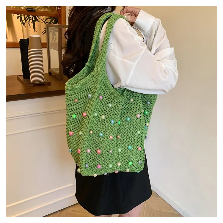 2026 Colorful Knitted Cotton Beach Tote Bag — feature 7