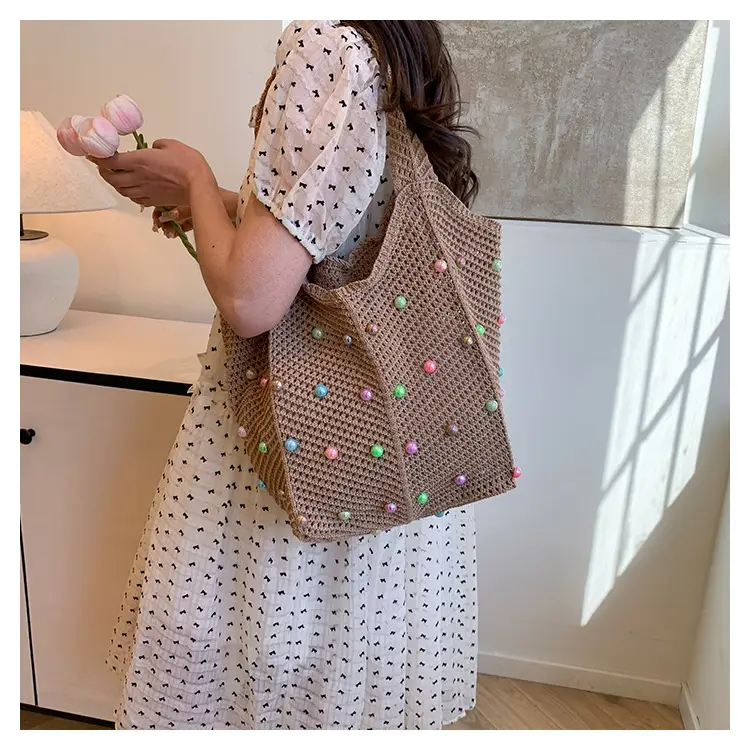 2026 Colorful Knitted Cotton Beach Tote Bag — feature 9