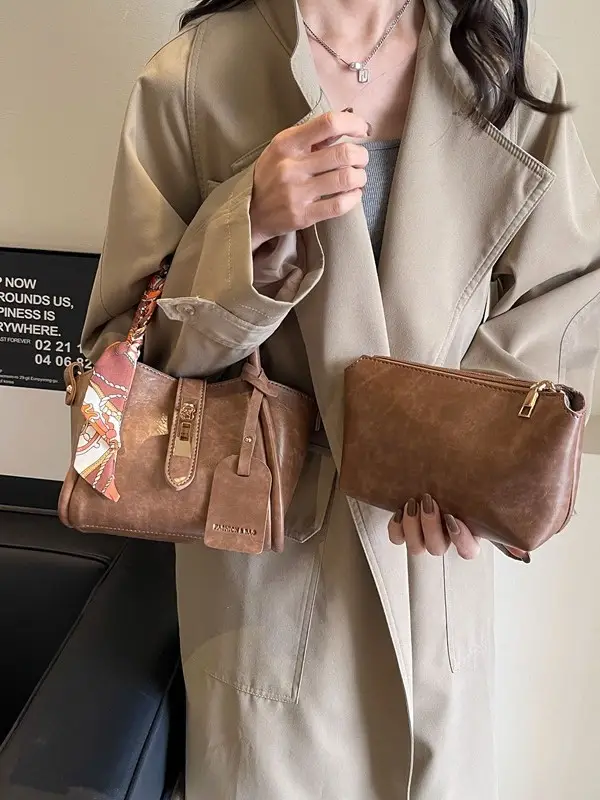 2025 Brown Leather Bucket Bag for Women - Image 9