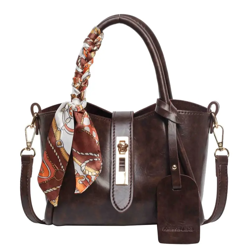 2025 Brown Leather Bucket Bag for Women - Image 2