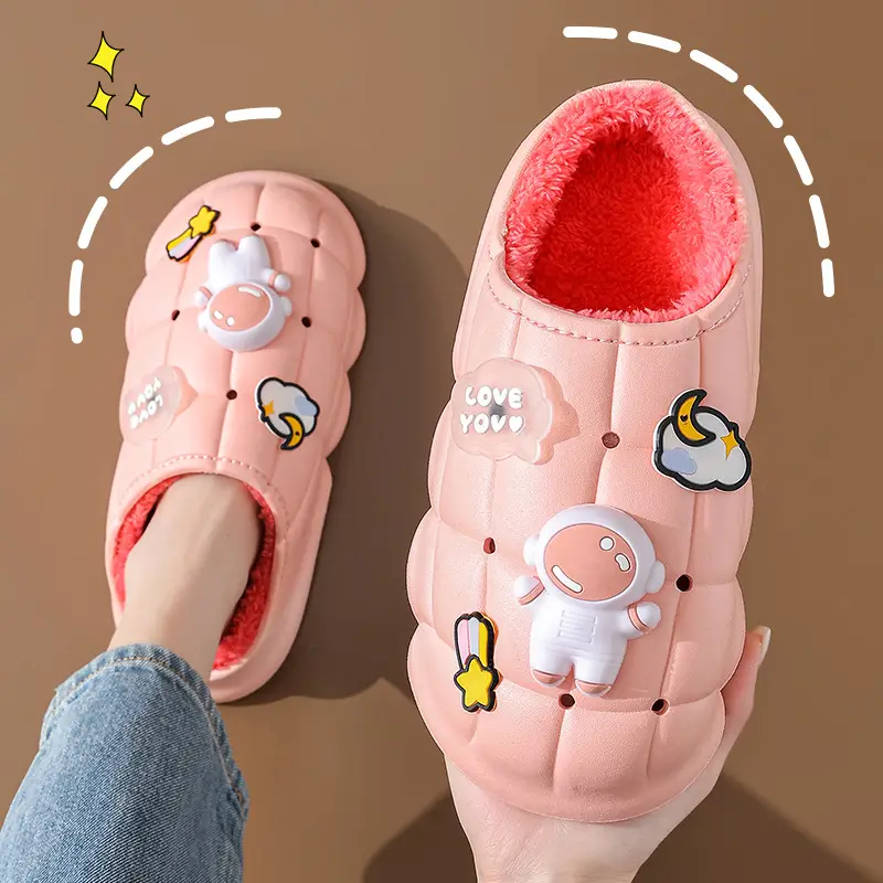 2025 Blue Cartoon Baby Cotton Slippers Winter Warm